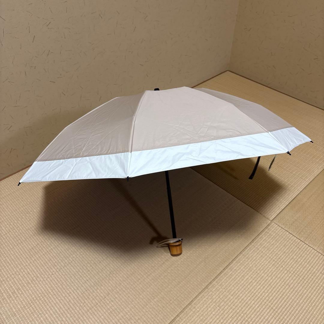 【美品】芦屋ロサブラン 日傘 3段折りたたみ シャンパンベージュ✖️アイボリー