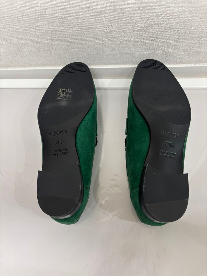 HERMES エルメス グリーン モカシン スエード ローファー / シューズ