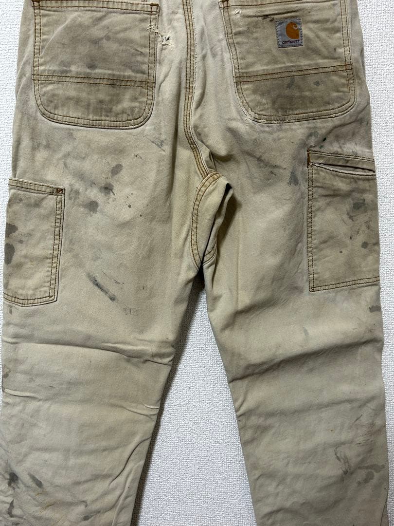 ソ*グ様 Carhartt ダブルニー ヒッコリー（ベージュ系）から色落ち W3