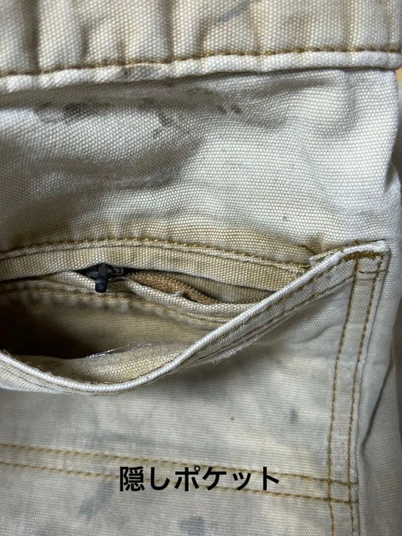 ソ*グ様 Carhartt ダブルニー ヒッコリー（ベージュ系）から色落ち W3