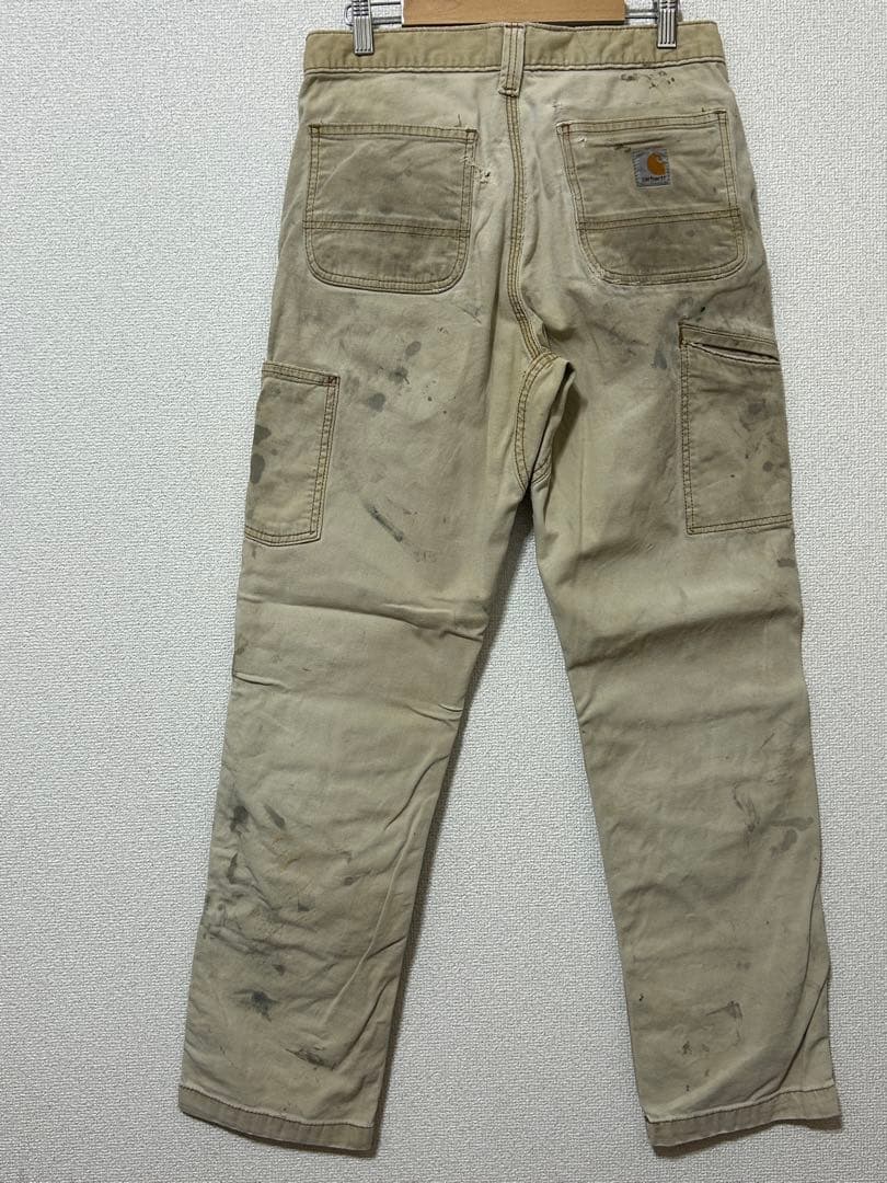 ソ*グ様 Carhartt ダブルニー ヒッコリー（ベージュ系）から色落ち W3