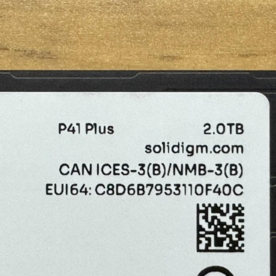 内蔵型SSD SOLIDIGM M.2 NVMe SSD 2TB P41 Plus