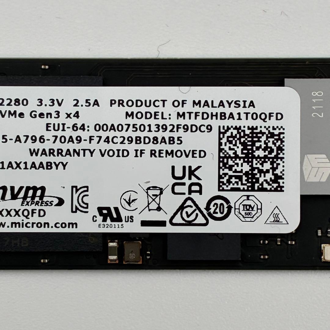 内蔵型SSD micron 1tb M.2 2280 SSD MTFDHBA1TQ0QFD