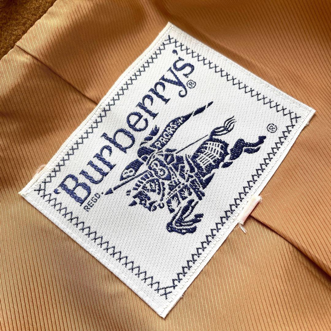 好配色 美品90s Burberry カシミヤ混 ハーフコート ダブル キャメル