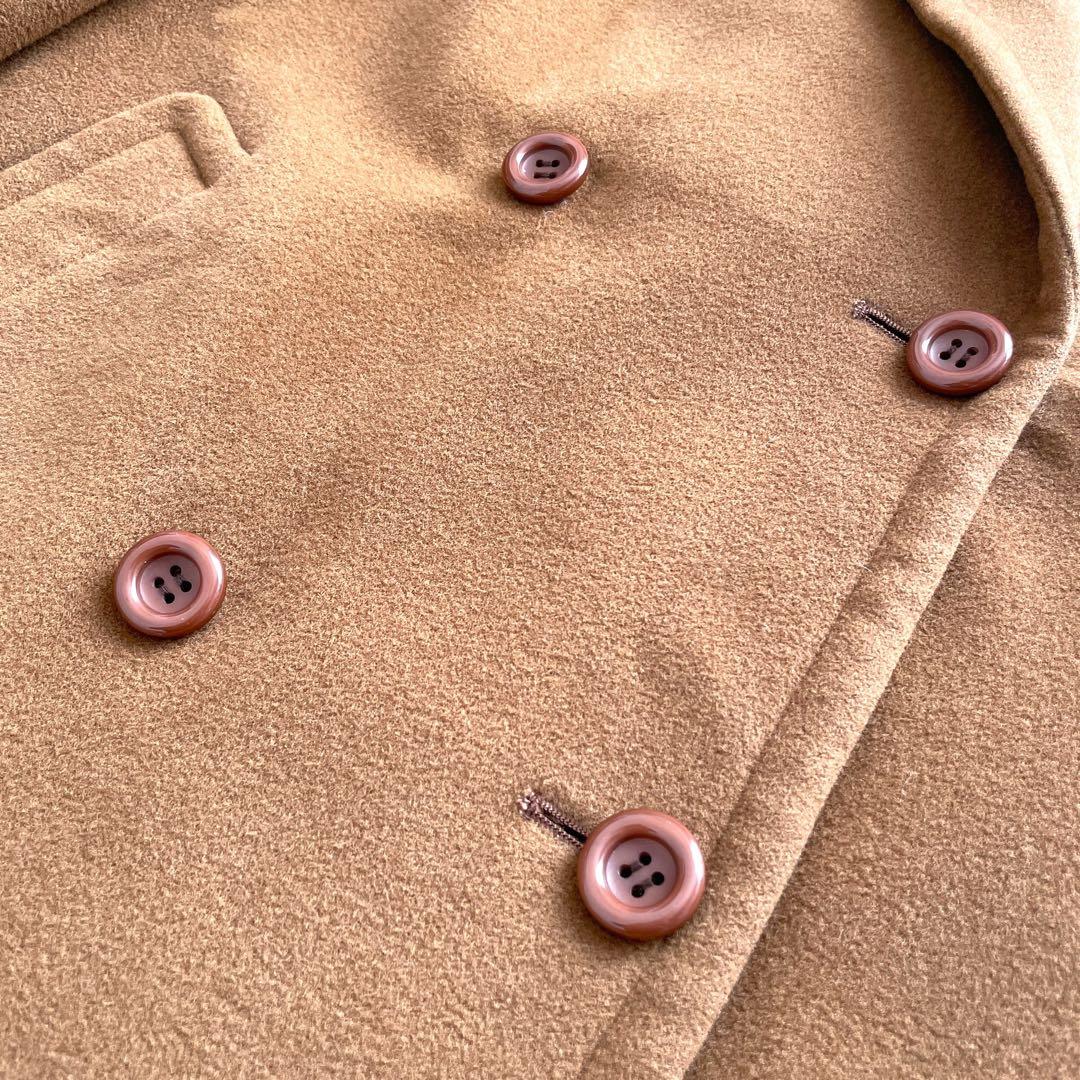 好配色 美品90s Burberry カシミヤ混 ハーフコート ダブル キャメル