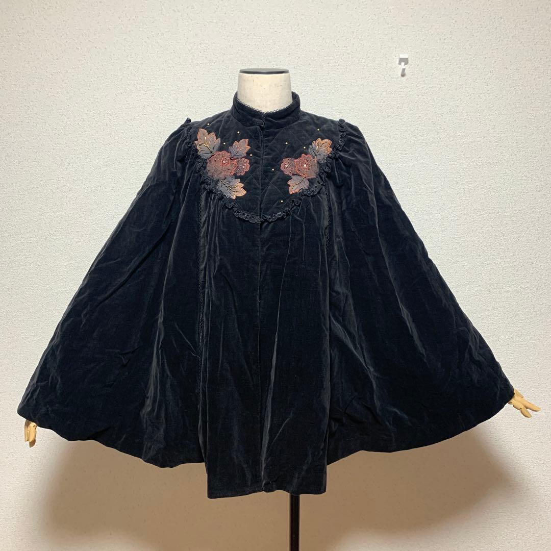 ジンカトウ ジンカトー マント フラワー 体型カバー 着物 V系 別珍 ベロア