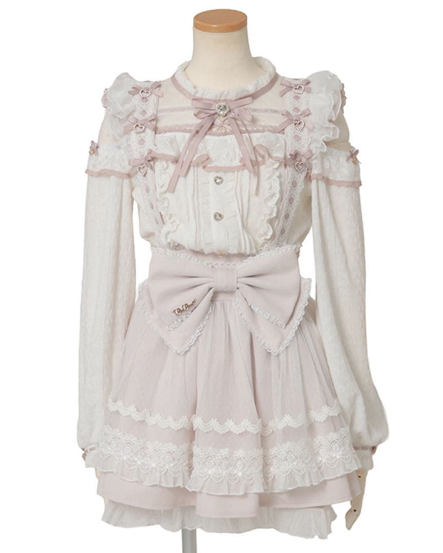 LIZLISA スカート ホワイト×ピンク