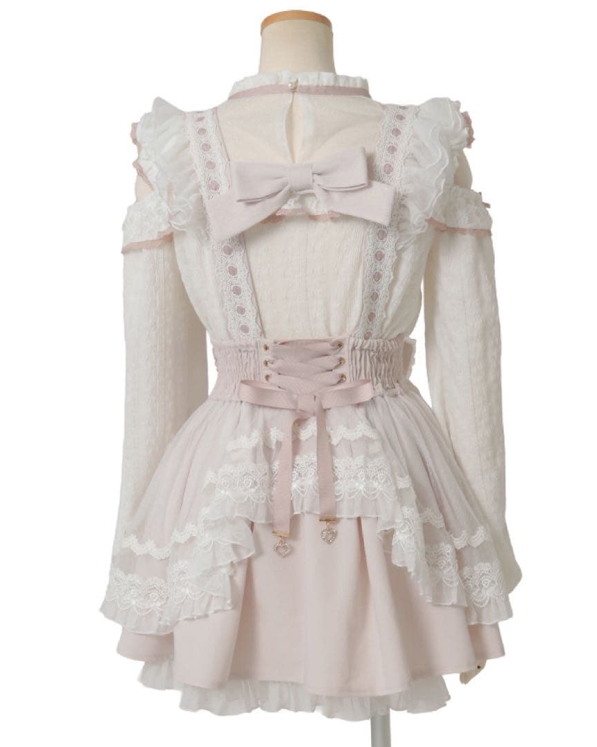 LIZLISA スカート ホワイト×ピンク