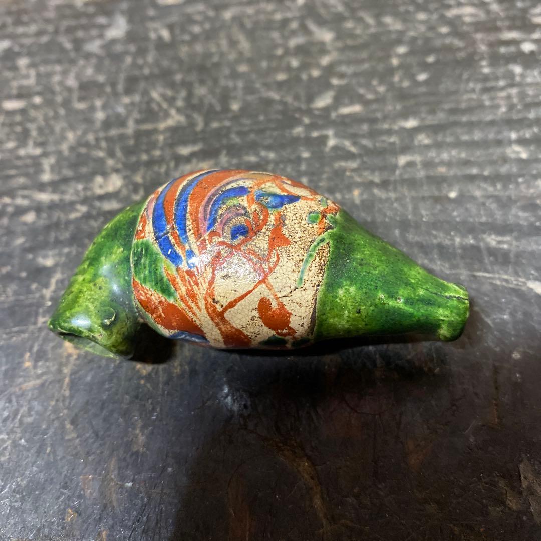 古清水焼　珍品キセル型根付