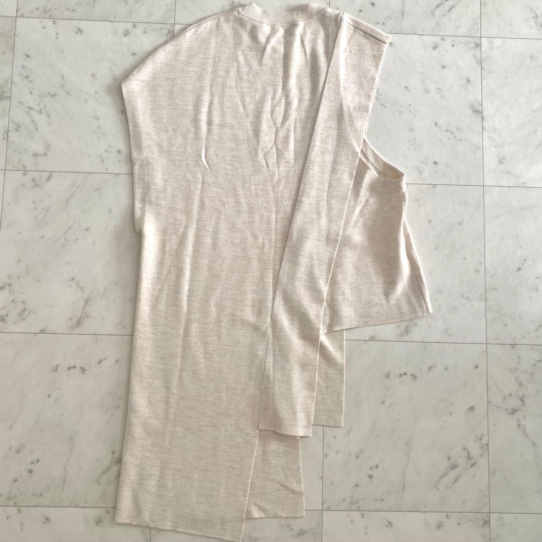 美品 エンフォルド ENFOLD アシンメロングベスト ニットジレ 38