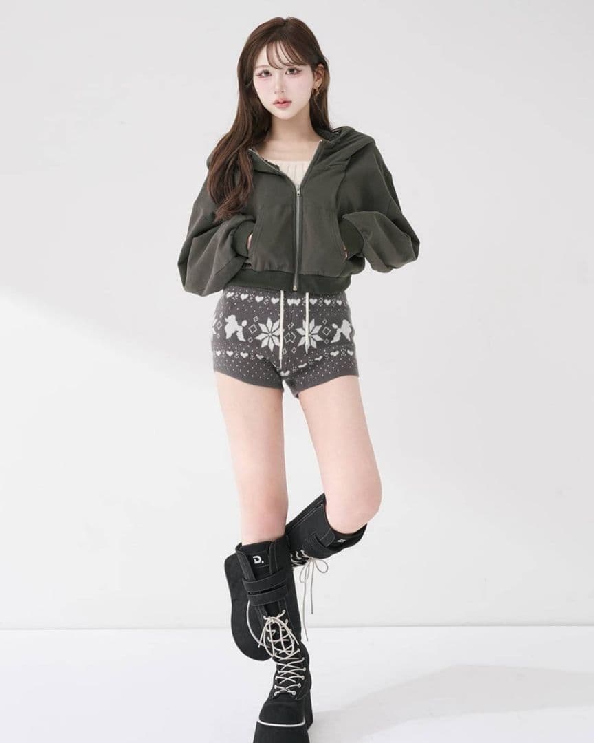 Darich ノルディックニットショートパンツ グレー ★