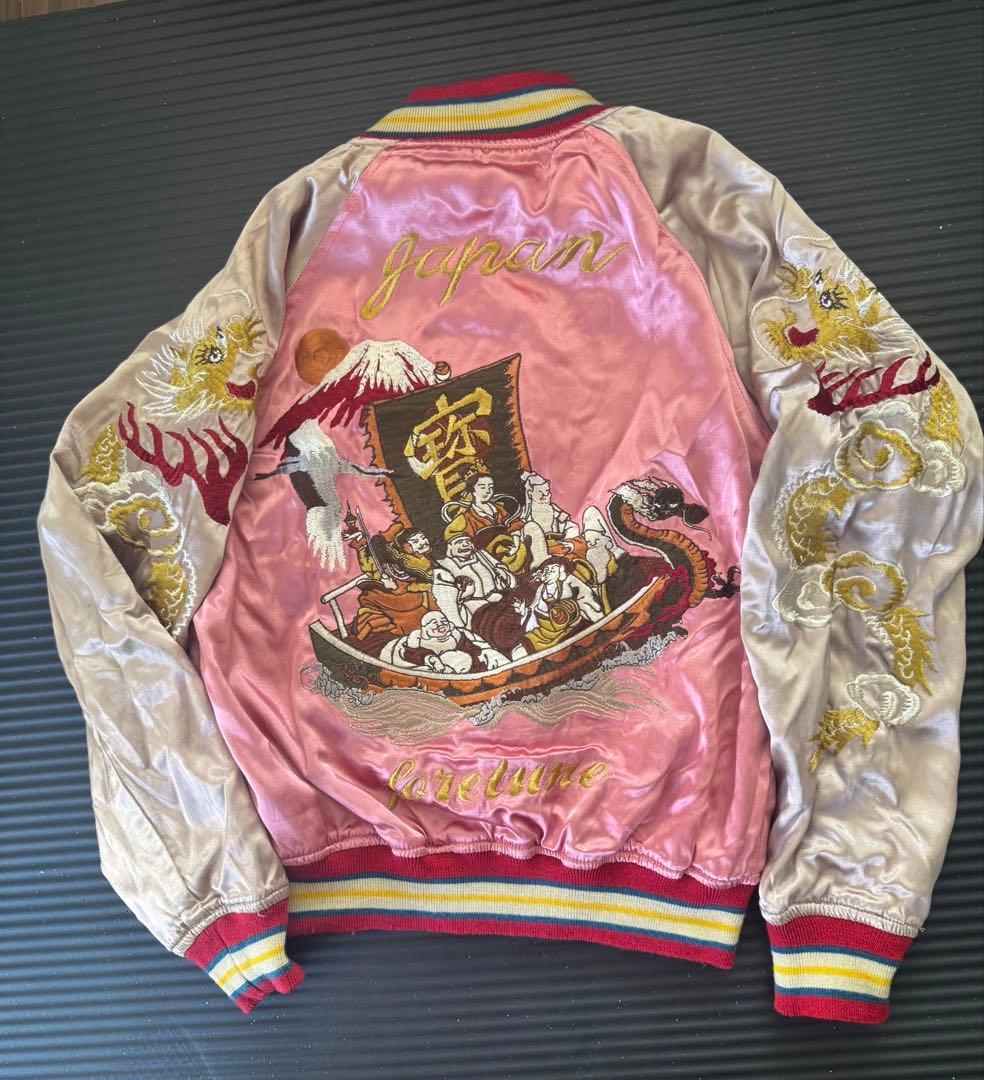 HOUSTONスカジャン リバーシブルでピンクで七福神 ビンテージ 20年前