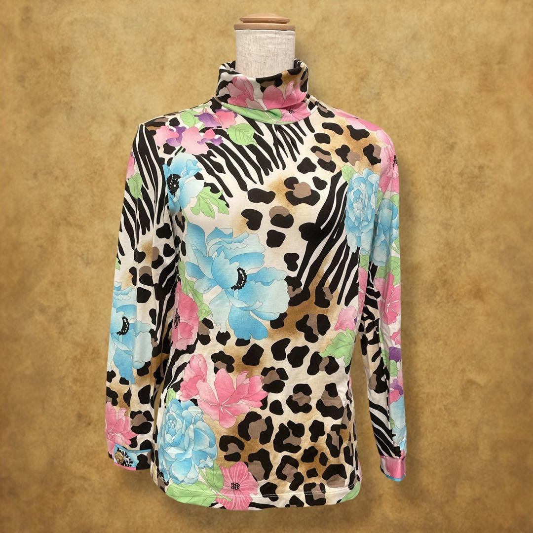 【時巡る】LEONARD SPORT カットソー　アニマル柄　花柄　袖口金ボタン
