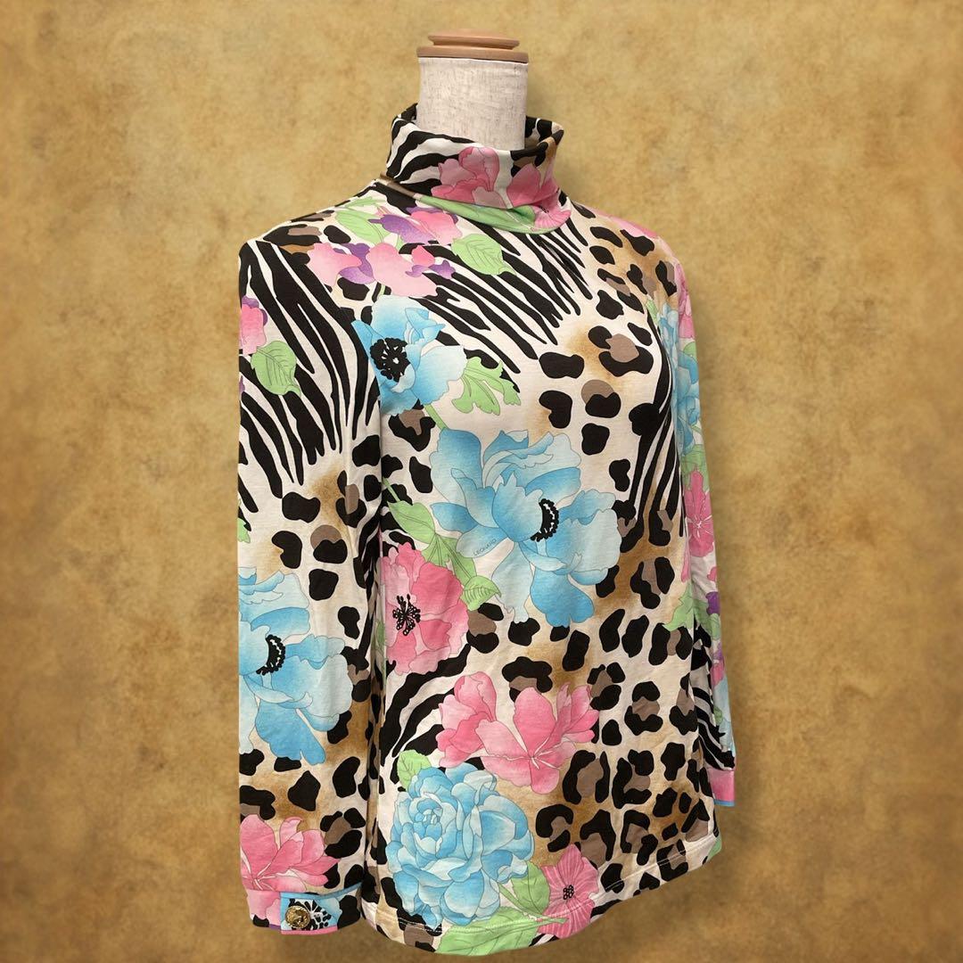 【時巡る】LEONARD SPORT カットソー　アニマル柄　花柄　袖口金ボタン