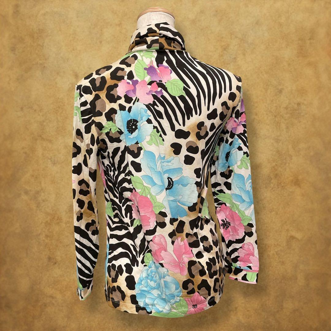 【時巡る】LEONARD SPORT カットソー　アニマル柄　花柄　袖口金ボタン