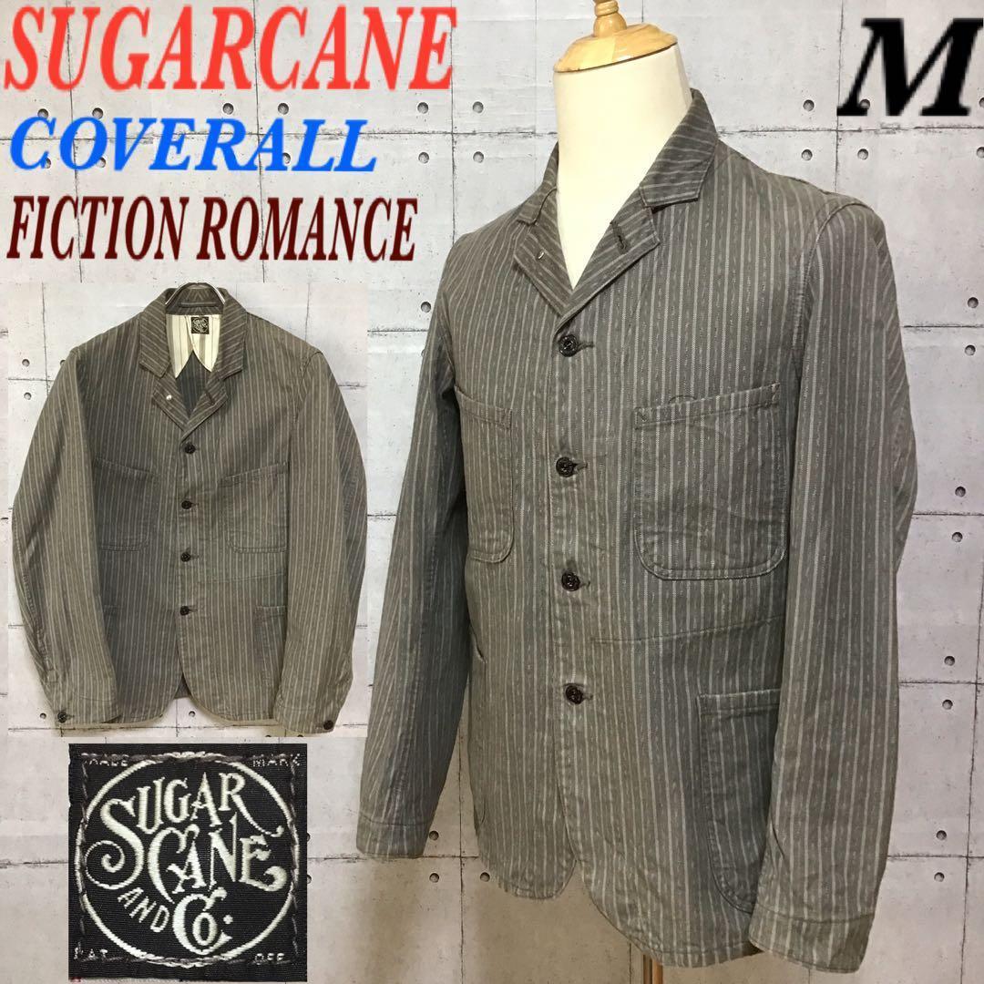 シュガーケーン　フィクションロマンス　ストライプ　カバーオール　３８　グレー