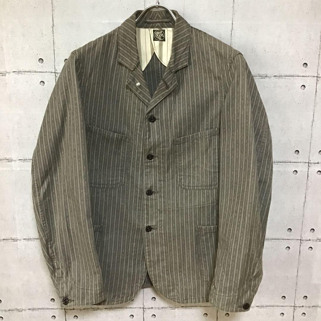 シュガーケーン　フィクションロマンス　ストライプ　カバーオール　３８　グレー