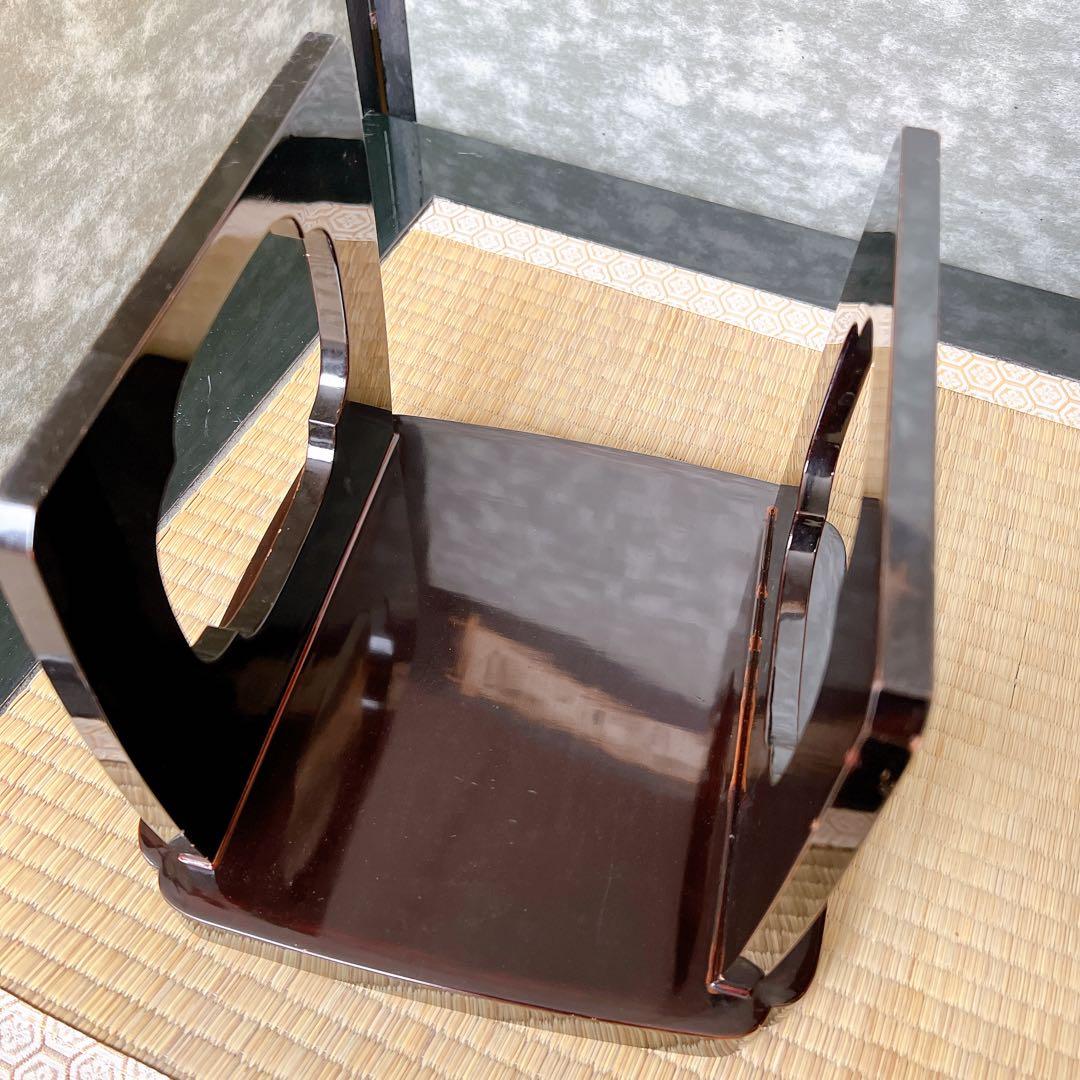 蒔絵　漆器 膳　黒漆足付き一人膳　木製　御膳台　アンティーク　元箱あり