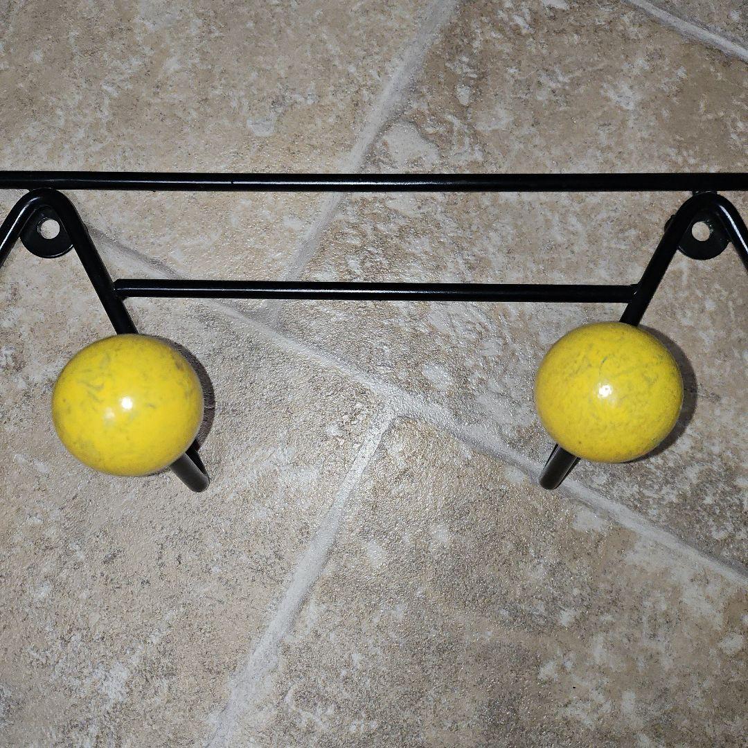 アンティーク モダン 1960S ヴィンテージ コートラック ウォールフック 黄