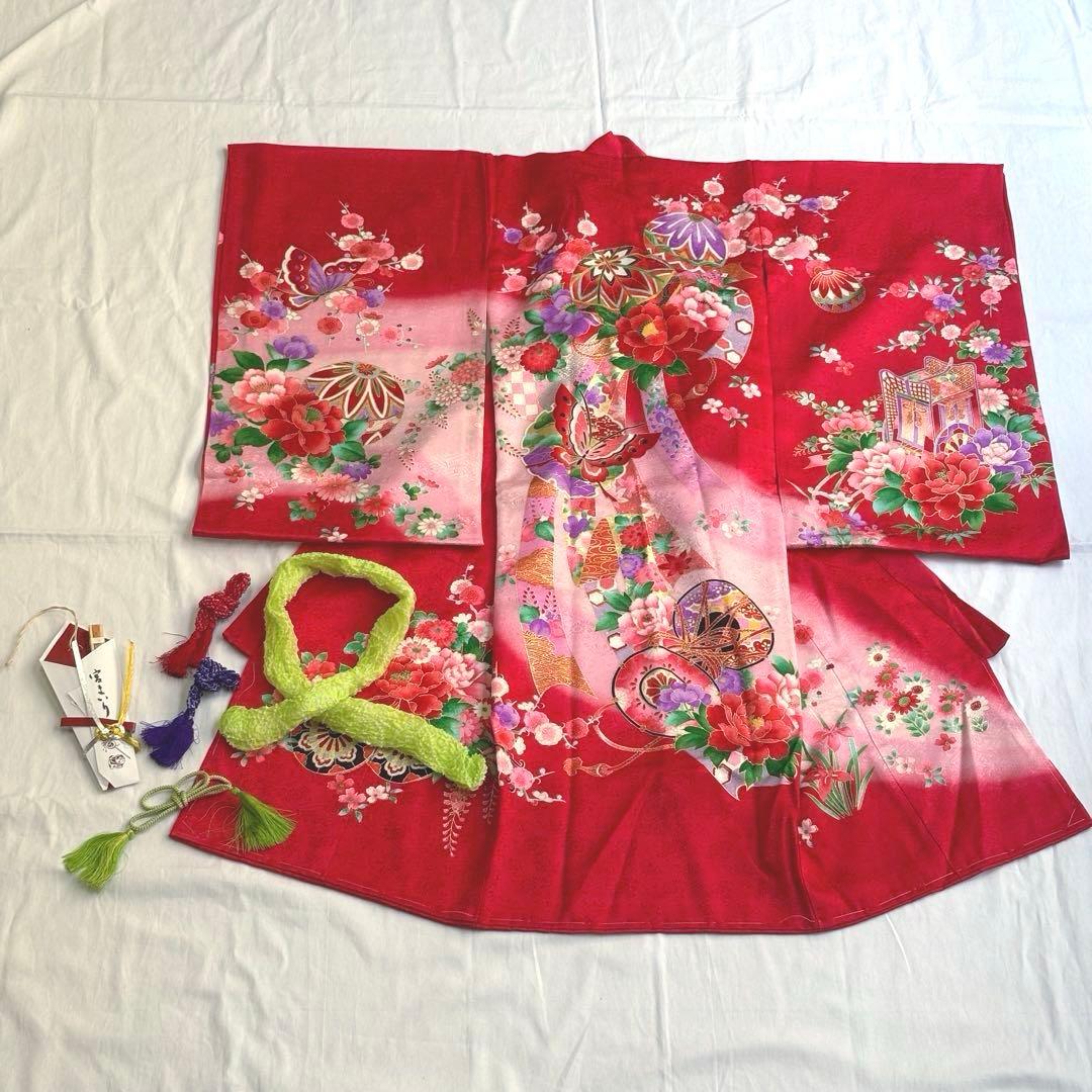 【15%値下げ！７月７日午前零時まで】お宮参り初着女の子　長襦袢付き　赤　未使用