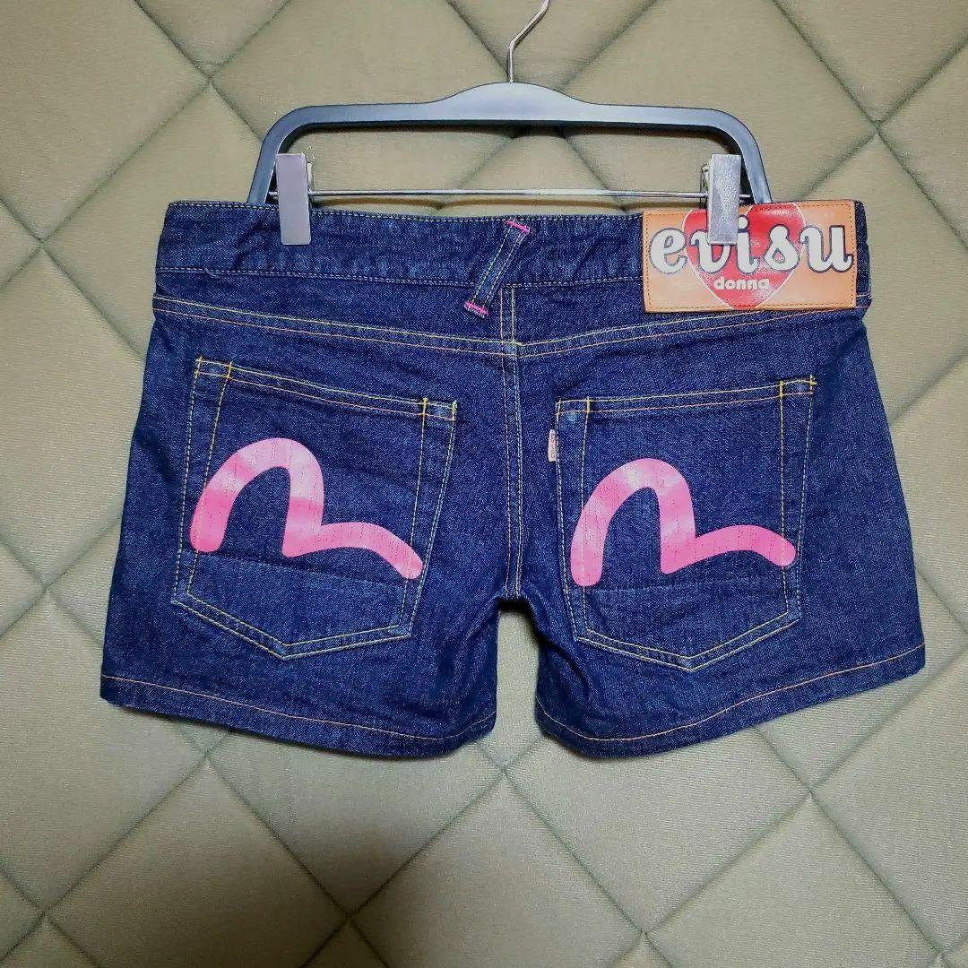 ★EVISU ◆ ローライズ ピンクカモメ ストレッチ セクシー ショートデニム