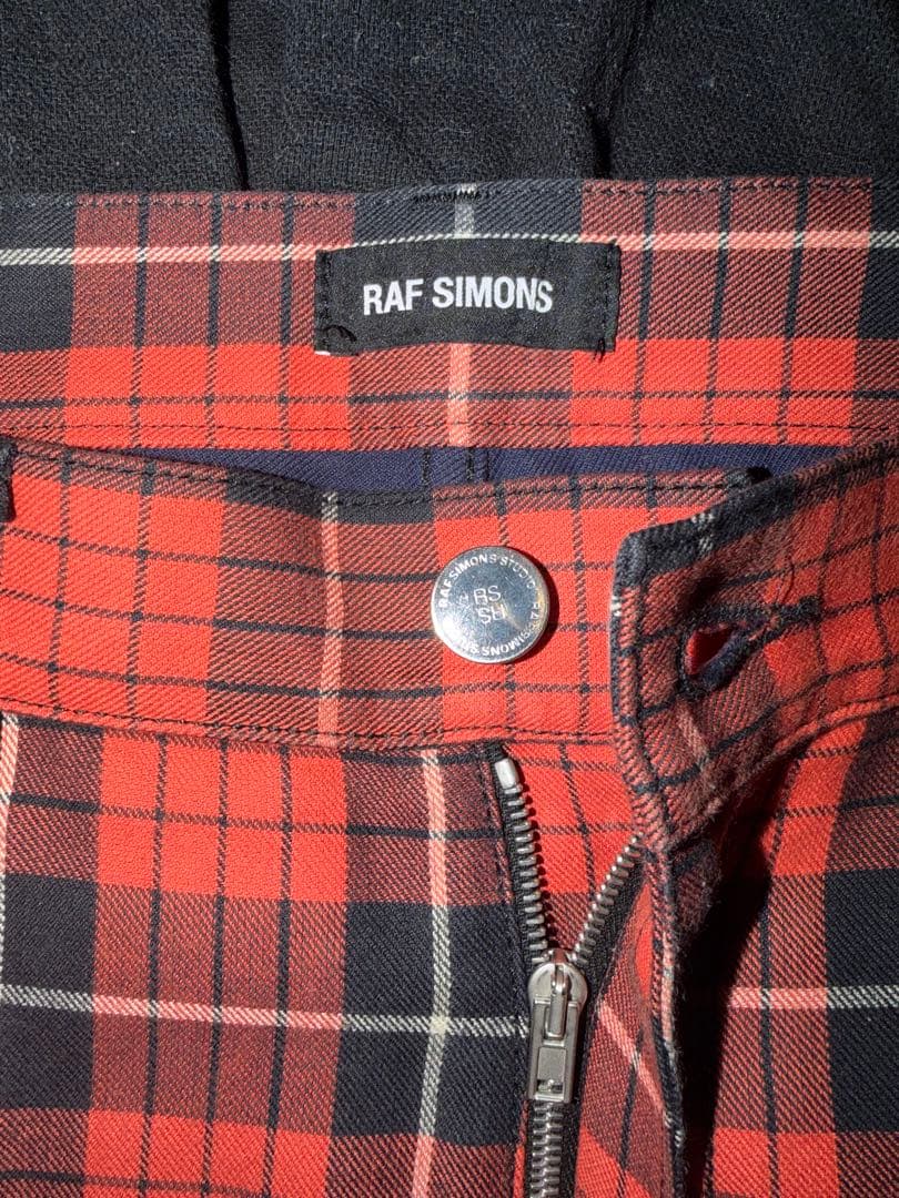 RAF SIMONS 18ss 赤黒　チェックパンツ