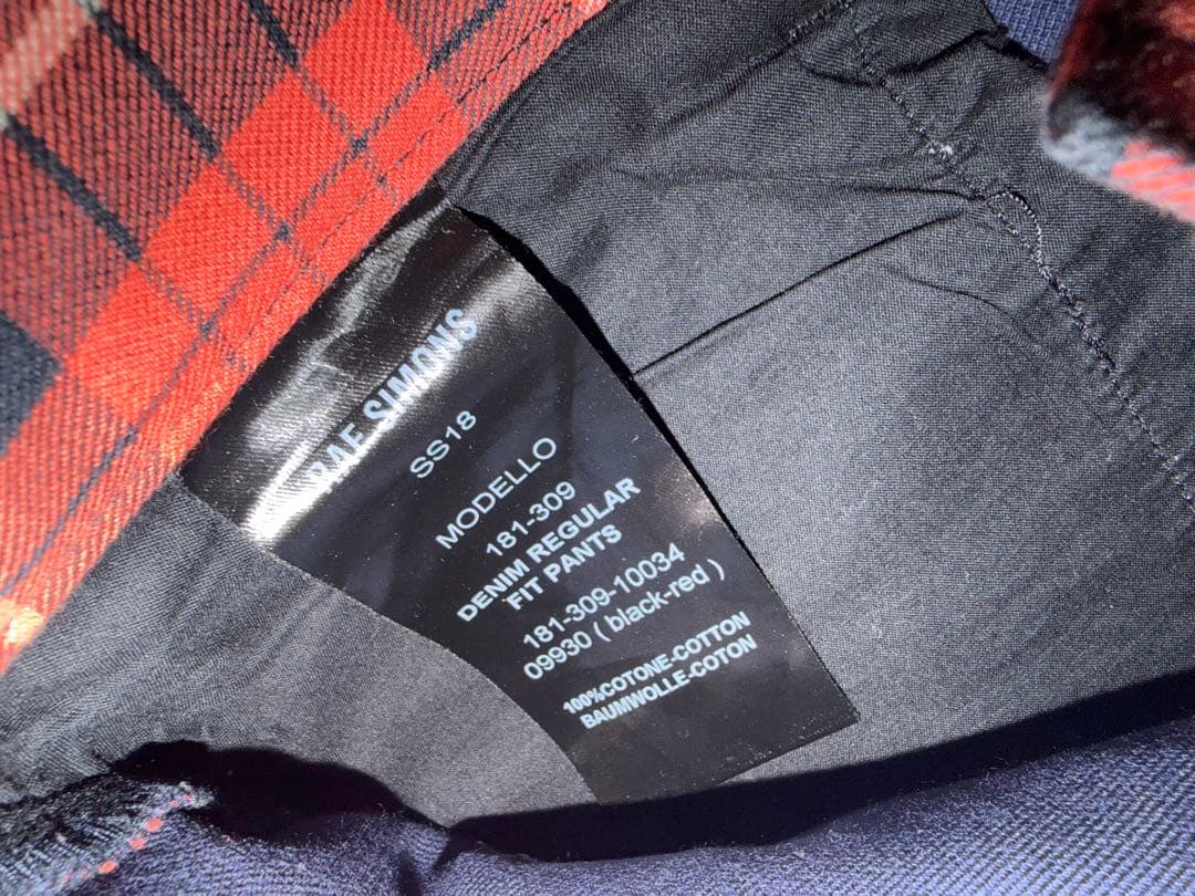 RAF SIMONS 18ss 赤黒　チェックパンツ