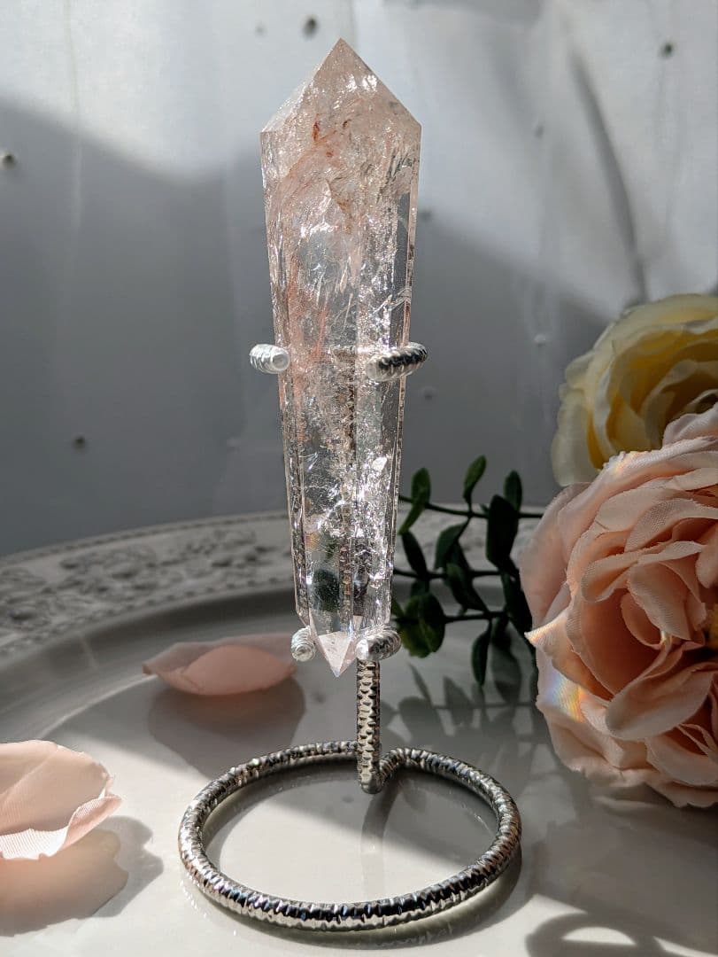 高品質　♡ピンクアゼツライト（通称） ピンククリアクォーツ♡ 　ワンド　　虹