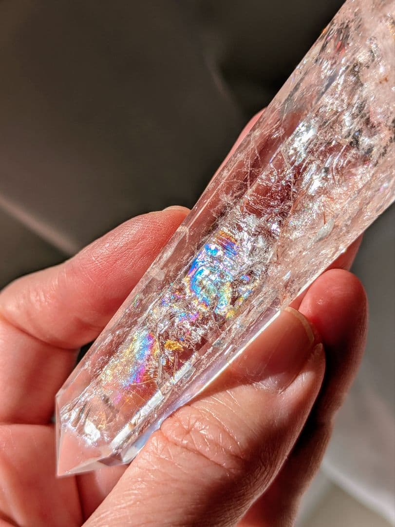 高品質　♡ピンクアゼツライト（通称） ピンククリアクォーツ♡ 　ワンド　　虹