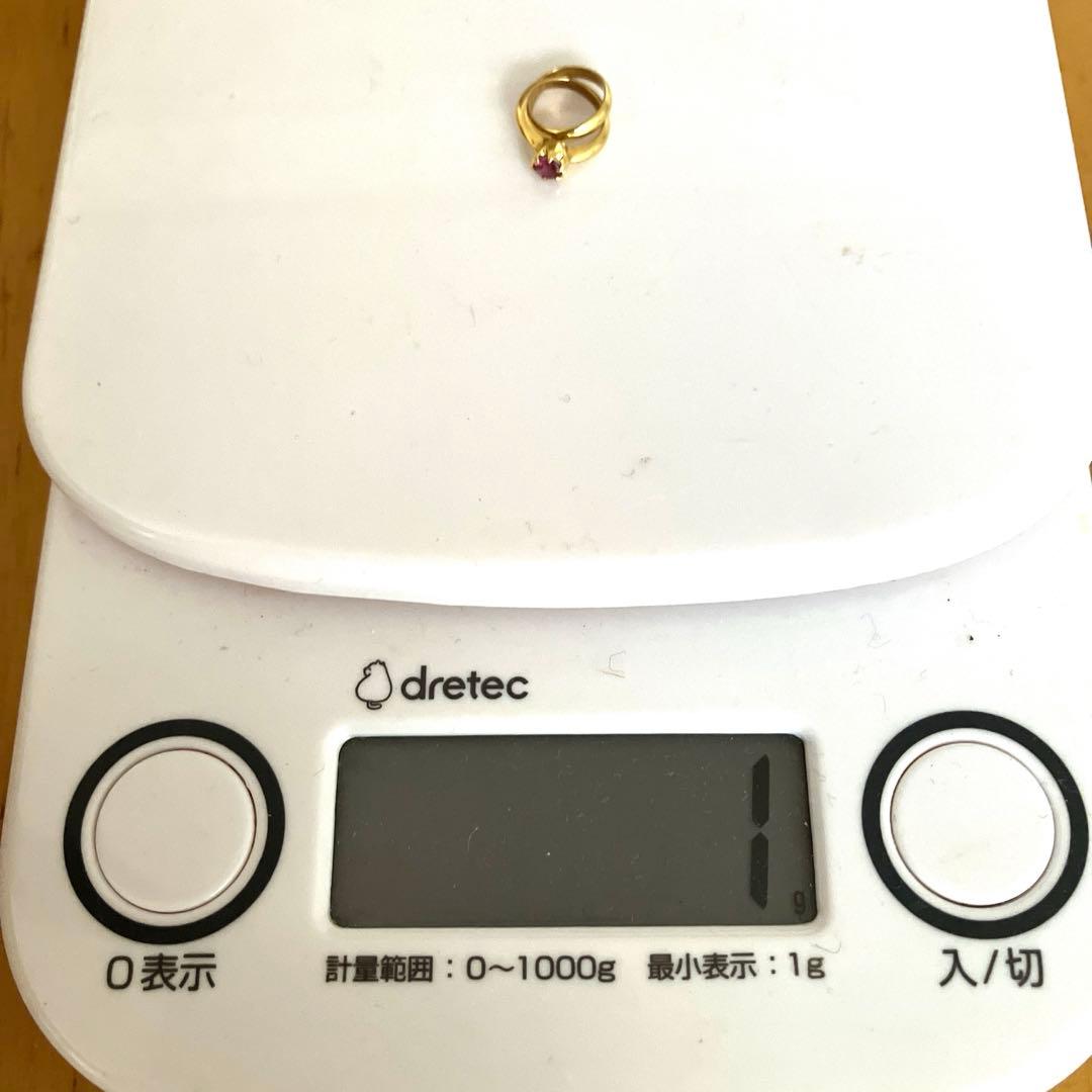 【お値打品】　18Ｋ　金ゴールド　二重輪　ガーネットペンダントヘッド　刻印あり♪