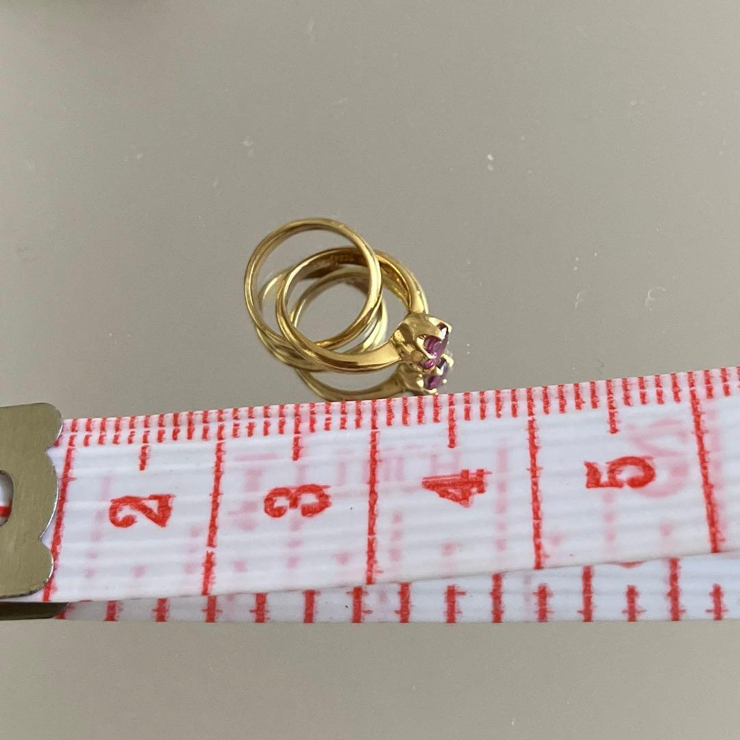 【お値打品】　18Ｋ　金ゴールド　二重輪　ガーネットペンダントヘッド　刻印あり♪