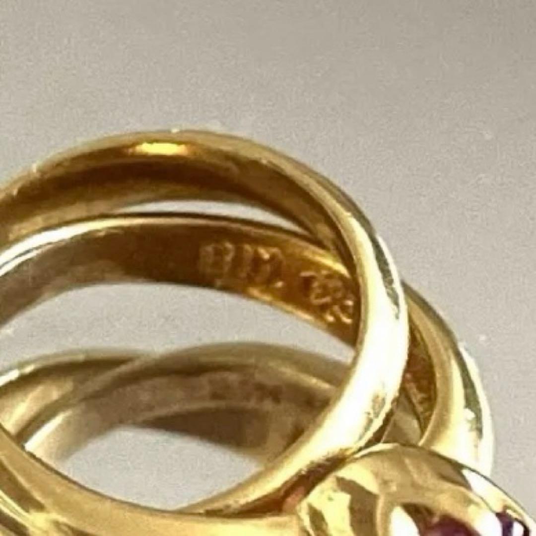 【お値打品】　18Ｋ　金ゴールド　二重輪　ガーネットペンダントヘッド　刻印あり♪