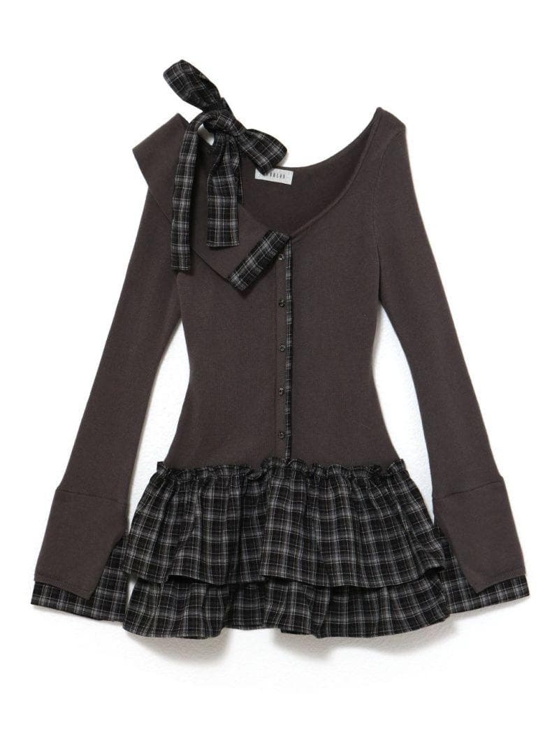 新品BUBBLESバブルスチェックリボンワンショルワンピース