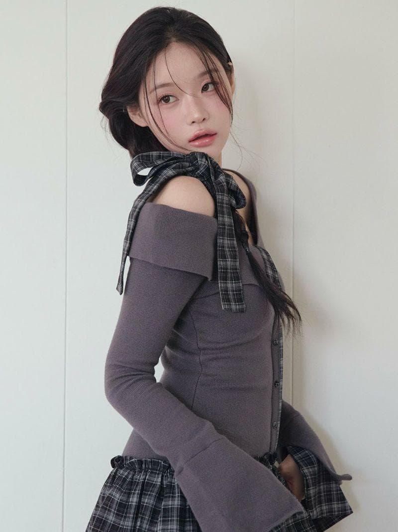 新品BUBBLESバブルスチェックリボンワンショルワンピース