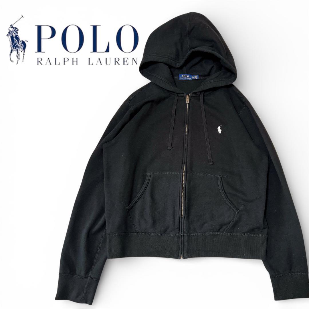 【美品】POLO RALPH LAUREN 黒 ジップパーカー XL 短丈