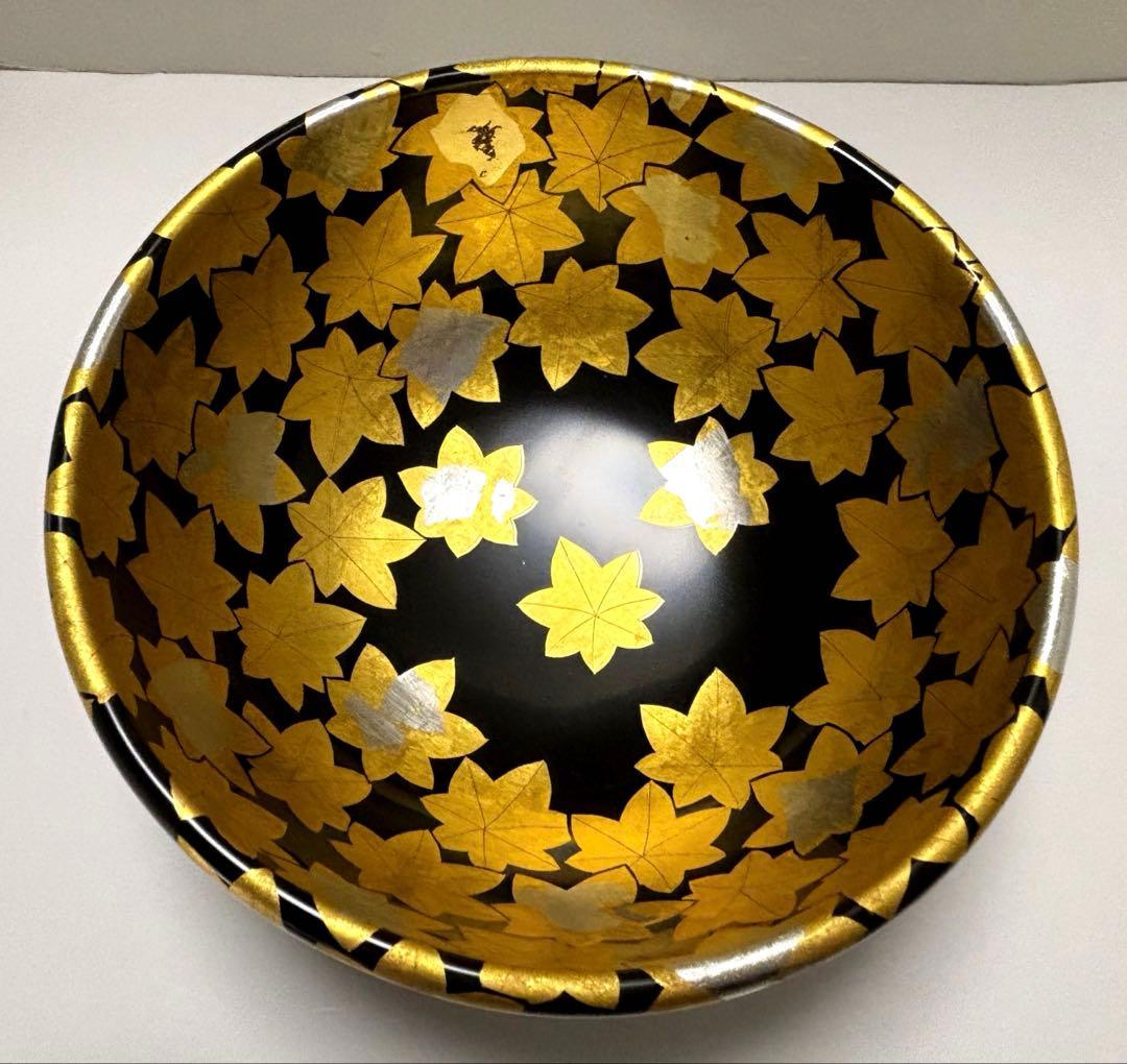 高級漆器　京都　アソベ　紅葉蒔絵　菓子鉢　深鉢　少々難あり　未使用