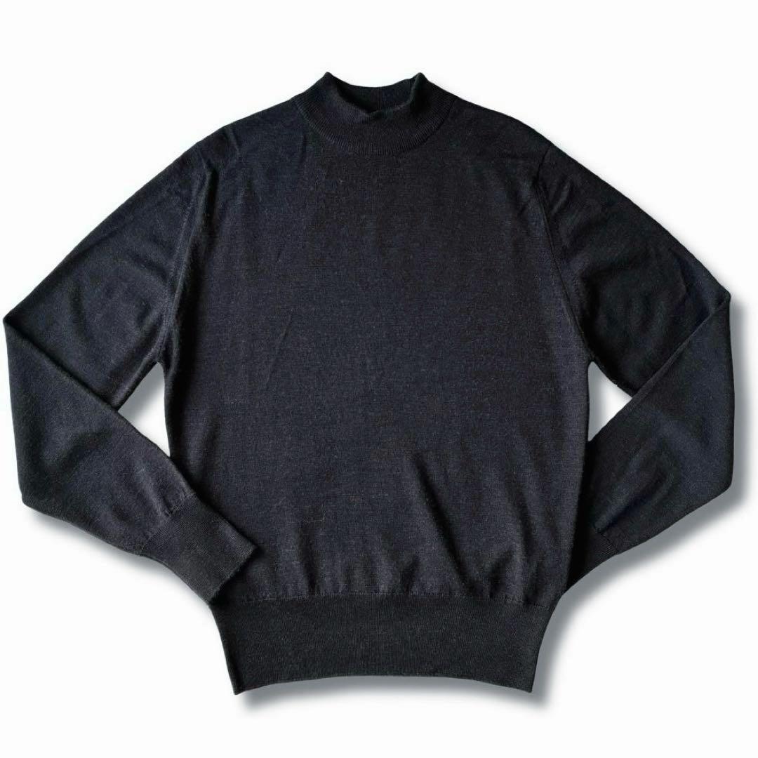 美品 英国製 JOHN SMEDLEY 30G モックネックニット セーター