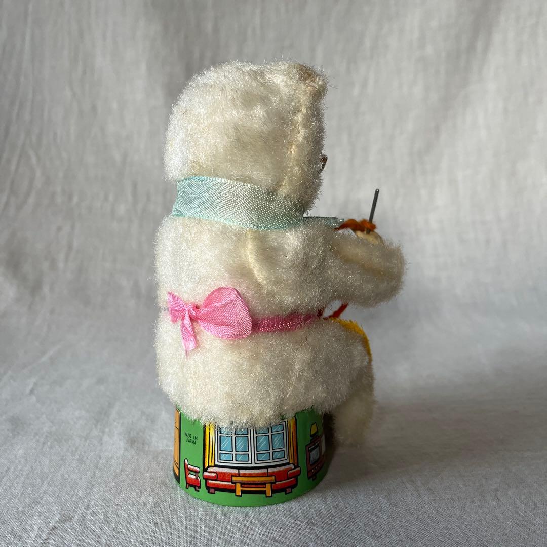 アンティーク　ぜんまい　編み物　ねこちゃん