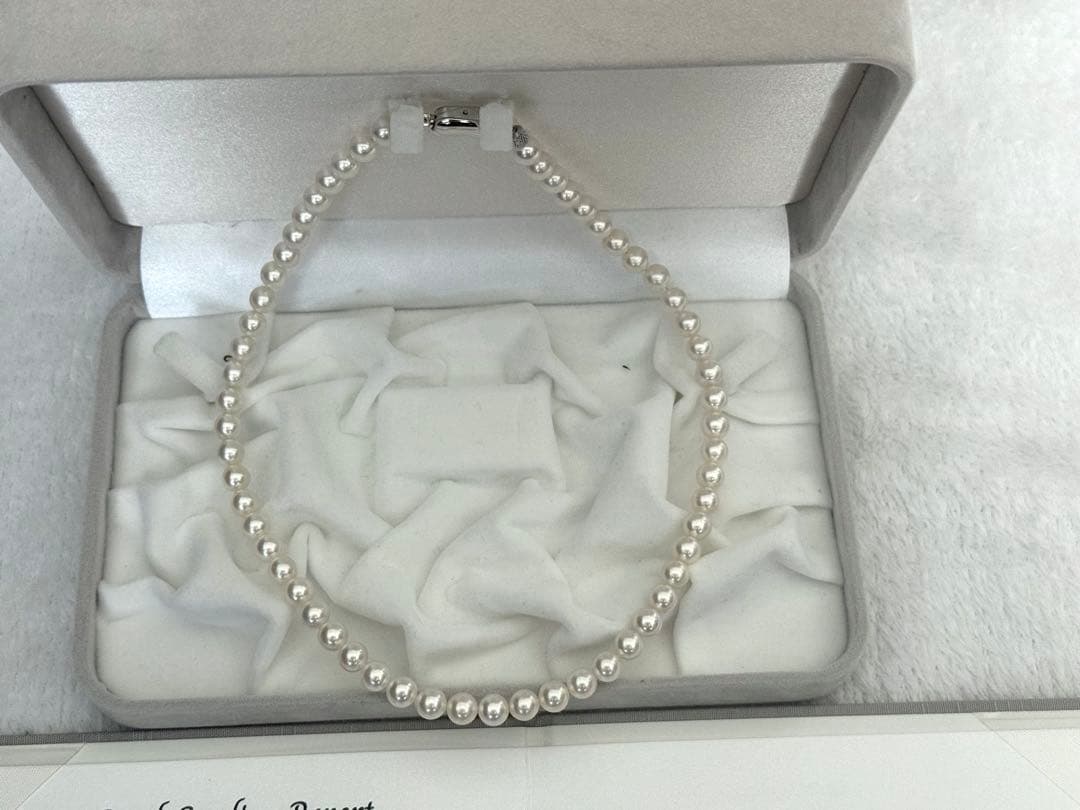 ク*ラ様 花珠級強テリアコヤパールネックレス6.5-7mm鑑別書付43cm