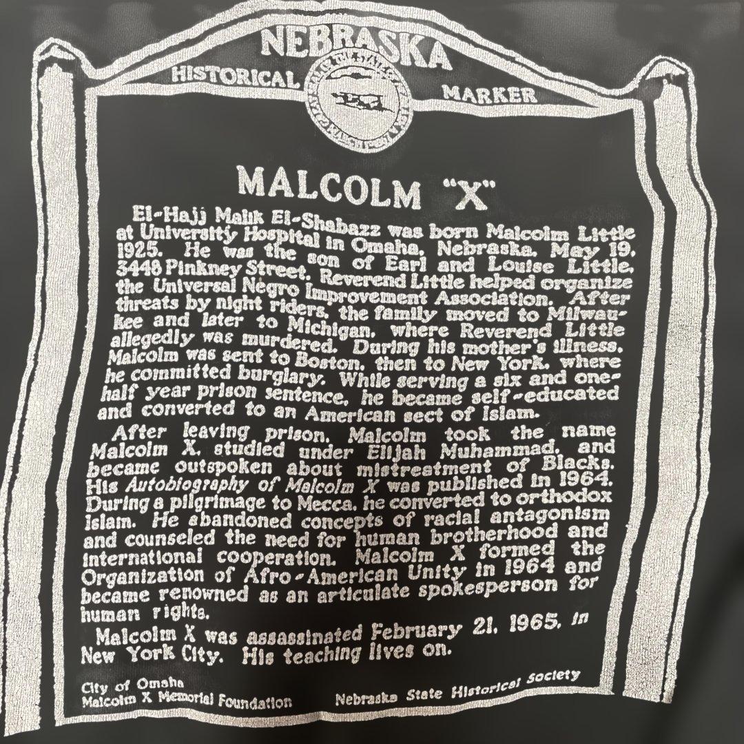 90sMALCOLM XスウェットUSA製両面プリントブラックフェードビンテージ