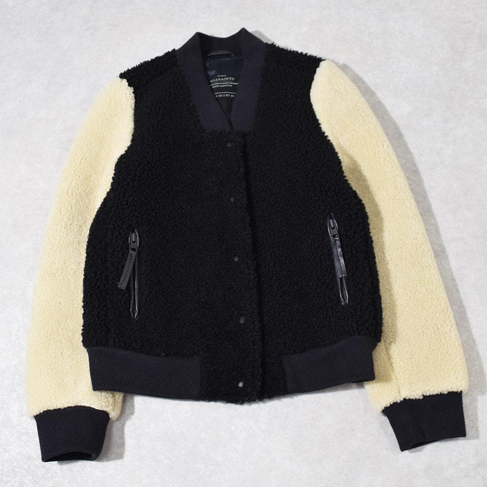 ALLSAINTS 羊革 シープスキン ムートン ベースボールジャケット 34