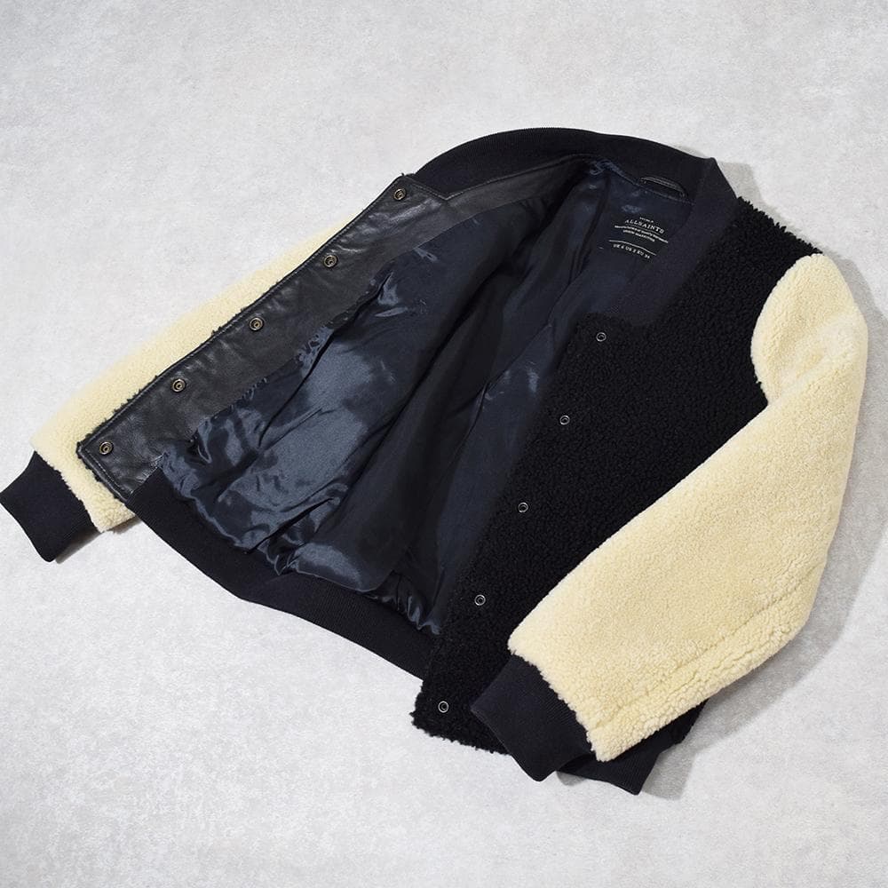 ALLSAINTS 羊革 シープスキン ムートン ベースボールジャケット 34