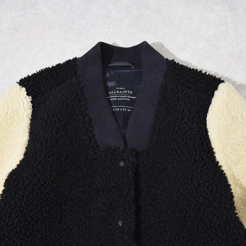 ALLSAINTS 羊革 シープスキン ムートン ベースボールジャケット 34
