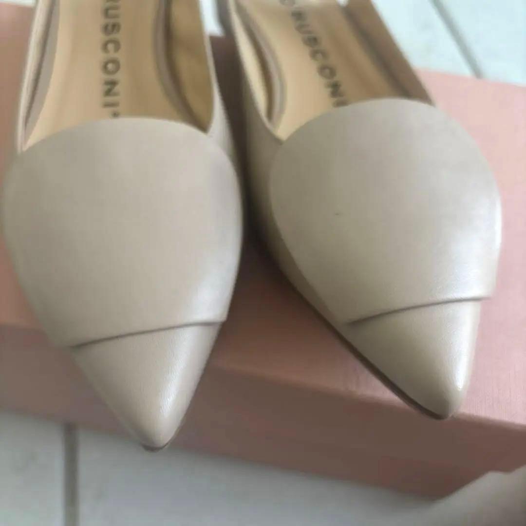 FABIO RUSCONI ベージュ ポインテッドトゥ ミュール