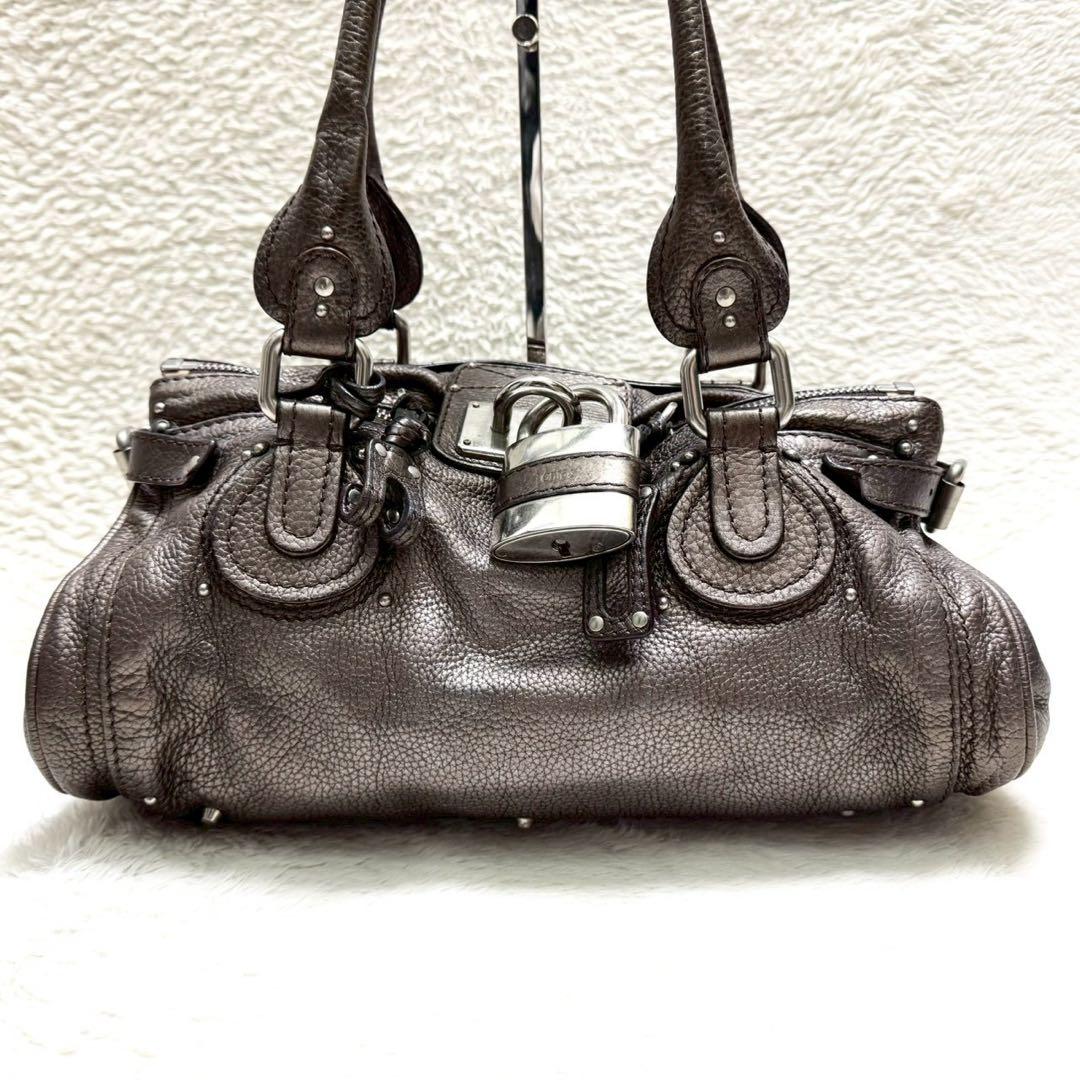Chloe クロエ パディントン ハンドバッグ 南京錠 鍵付 ブロンズ系