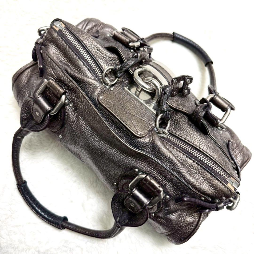 Chloe クロエ パディントン ハンドバッグ 南京錠 鍵付 ブロンズ系