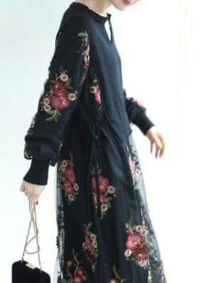 即購入歓迎☆ cawaii French pave 完売品 花刺繍ワンピース