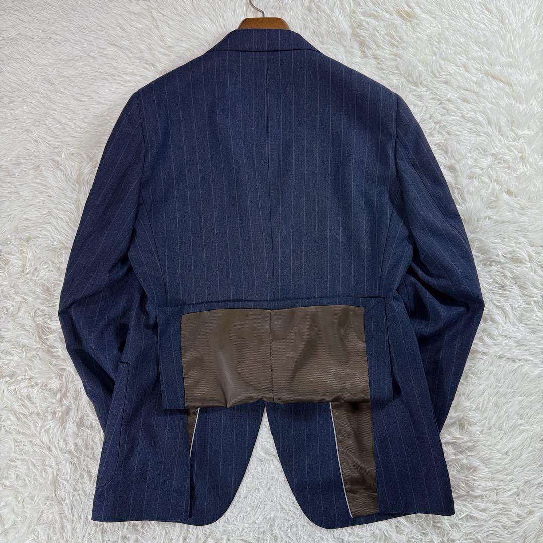 【大きいサイズ】スーツセレクト ストライプスーツ アジャスター付 ネイビー A7