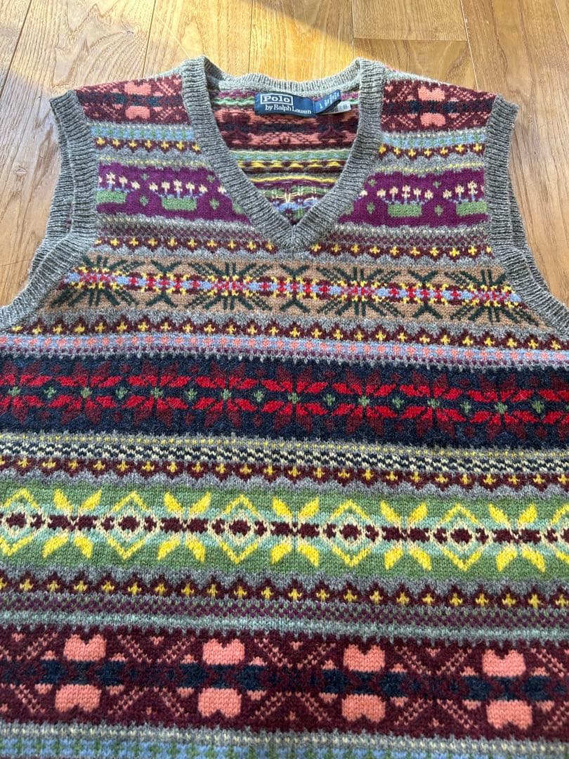 polo ラルフローレン　ニットベスト　フェアアイル柄
