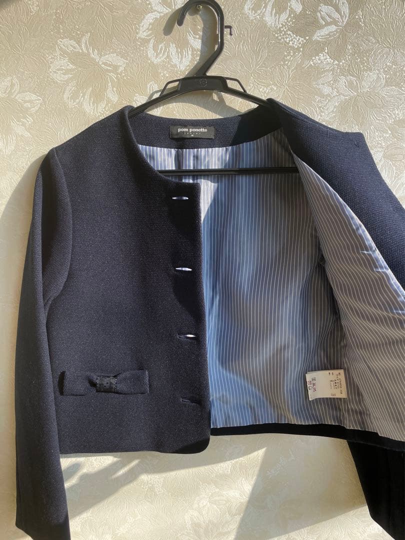 ポンポネット ジュニア フォーマル ボレロ ジャケット 150cm ブローチ付き